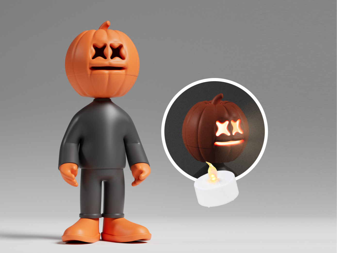 Halloween pumpkin  figure, candle, no ams needed