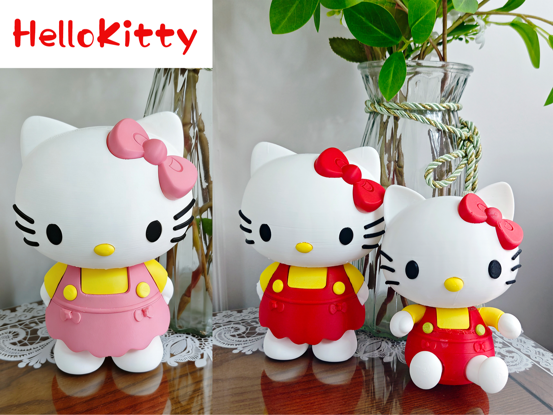 HelloKitty 破产姐妹麦当劳打工 站姿波浪裙子手办摆件 凯蒂猫