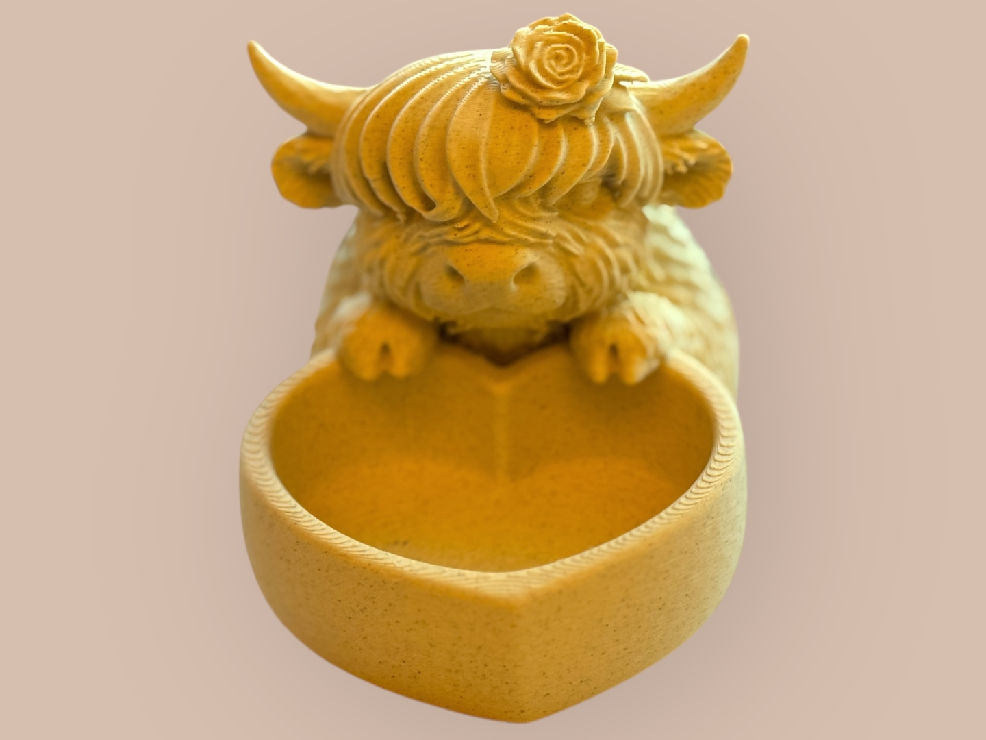 Gentle Bowl Highland Cow Heart & Rose - Organizer