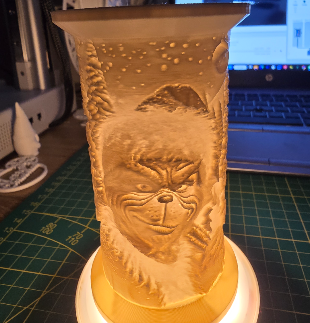 lithopane christmas tea light  santa Grinch