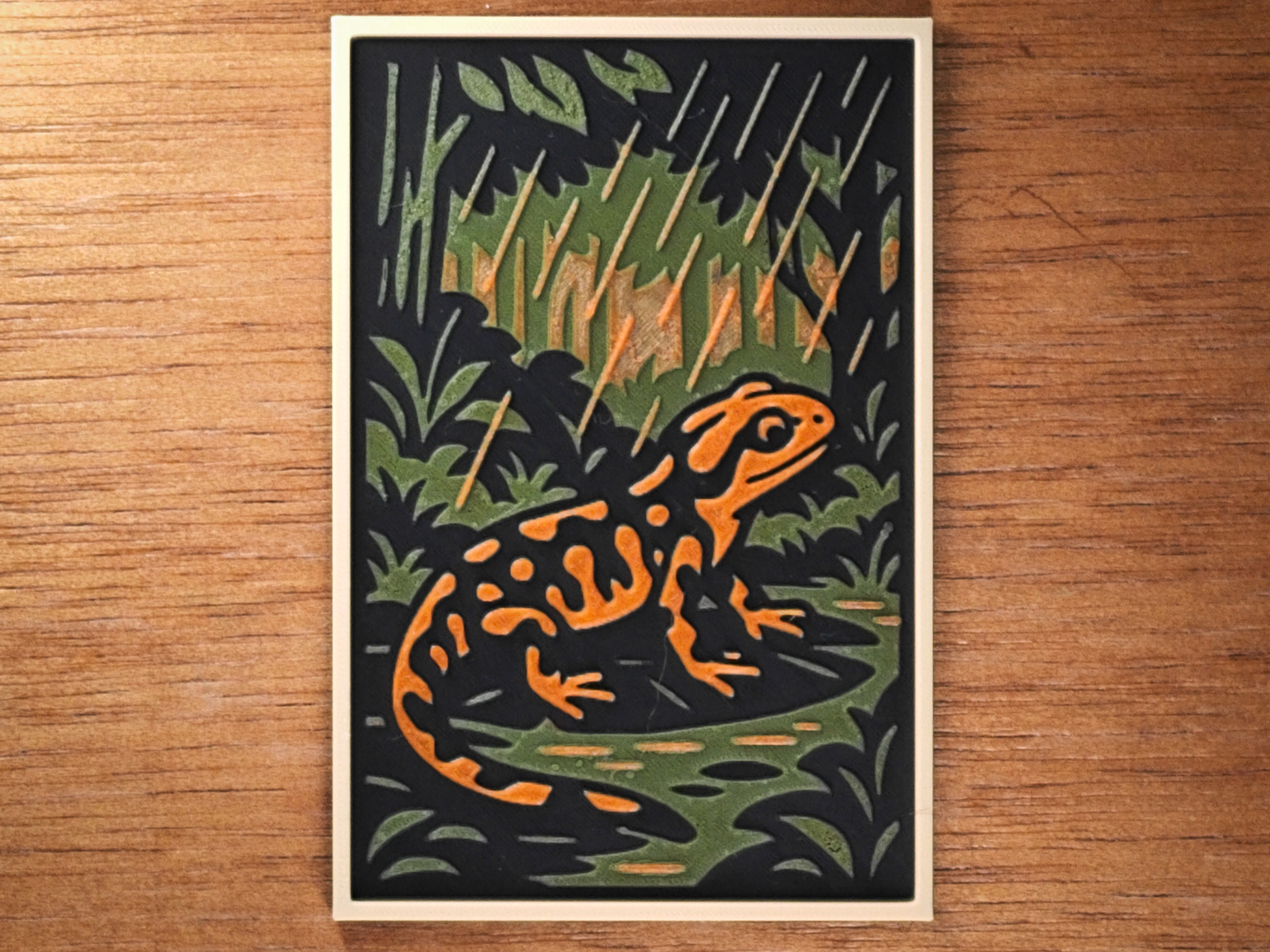 Salamander in rain