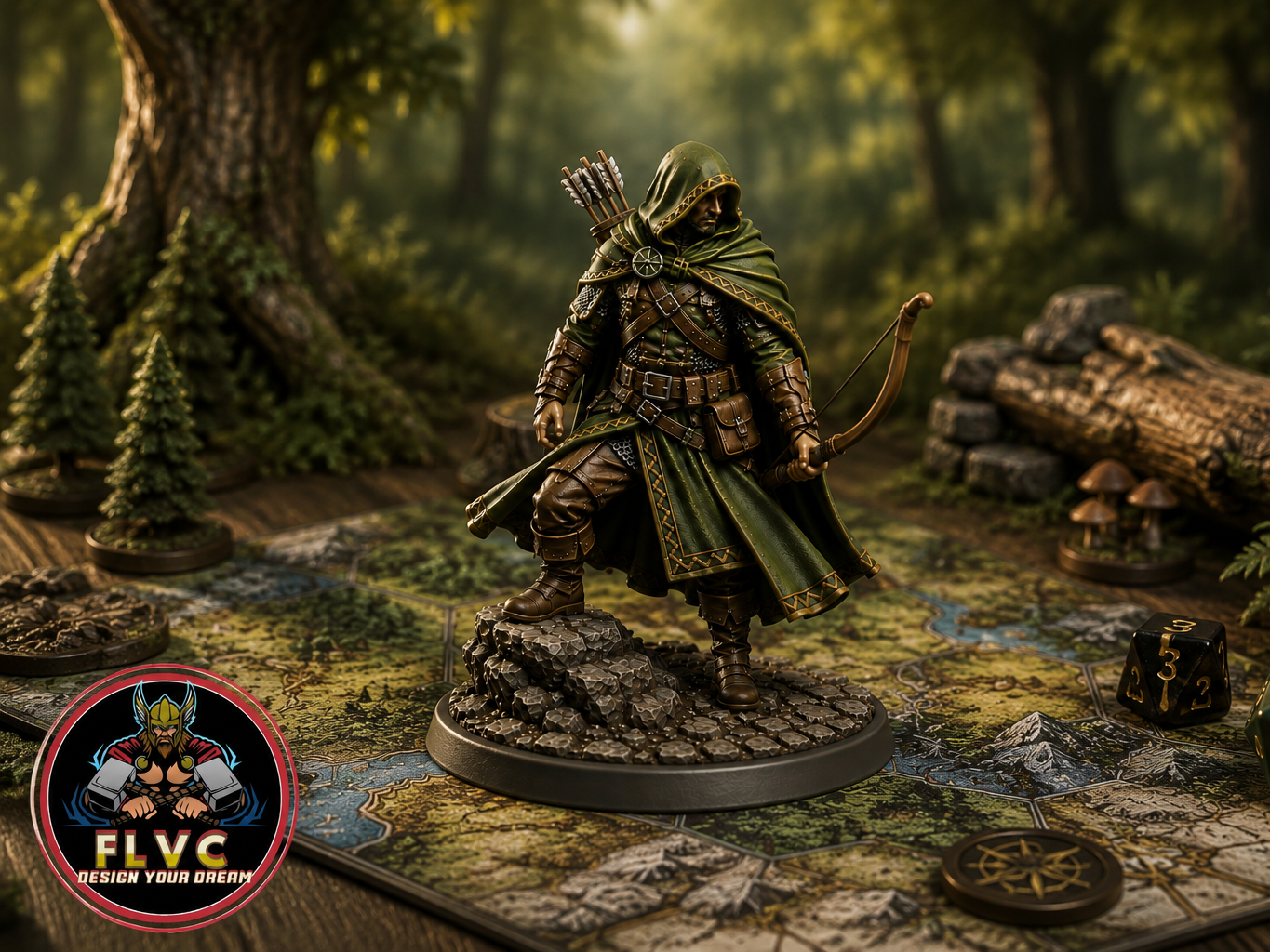 Tabletop Fantasy Archer 75mm height
