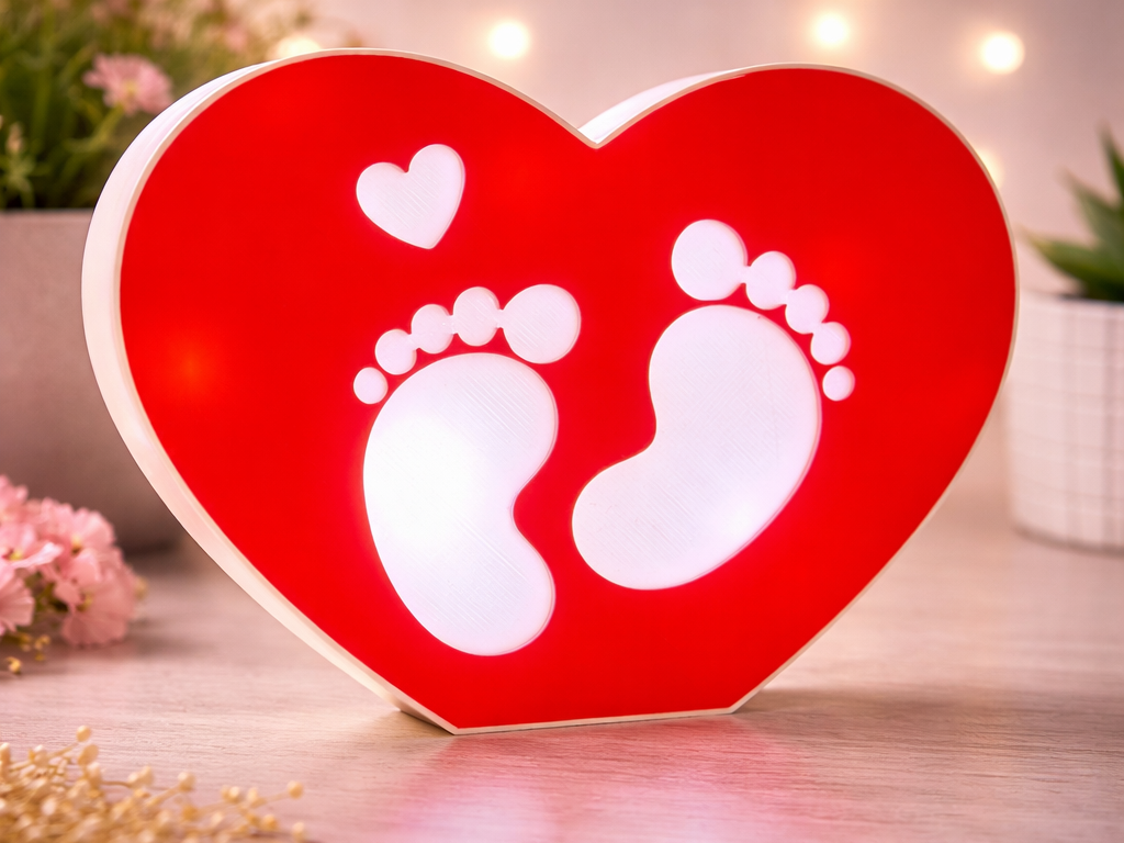 Baby Footprint Heart – LED Light Decoration