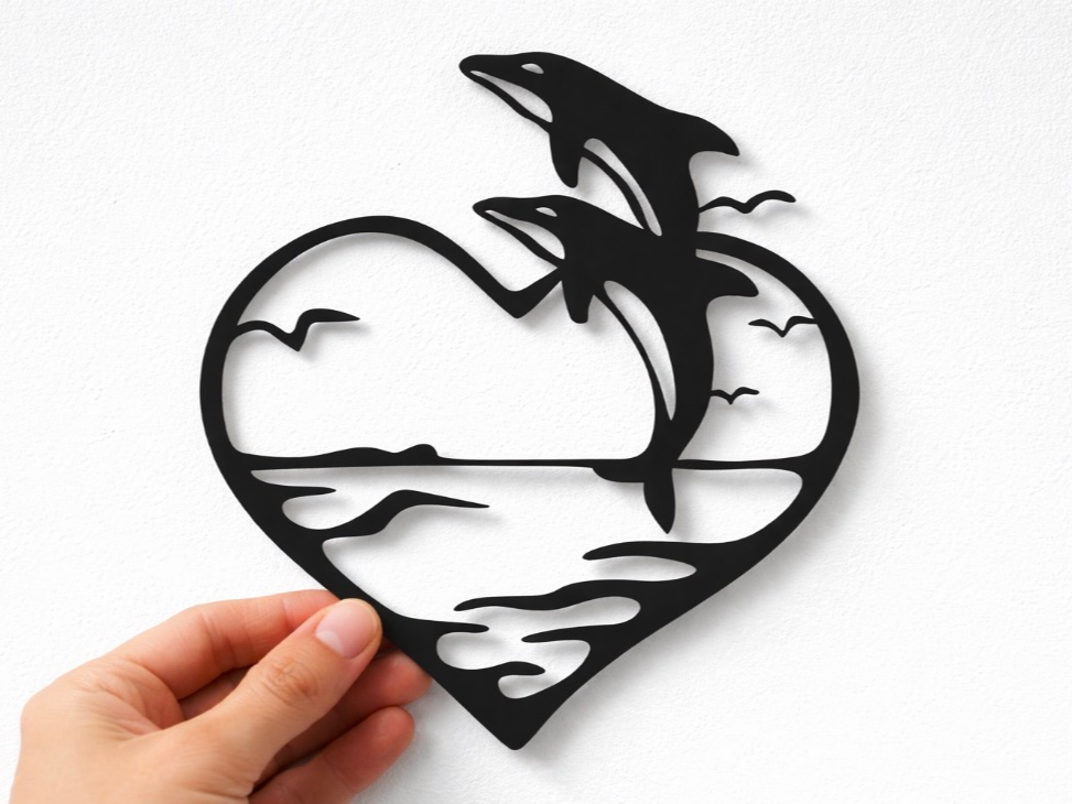 Ocean Heart with Dolphins – Wall Decor