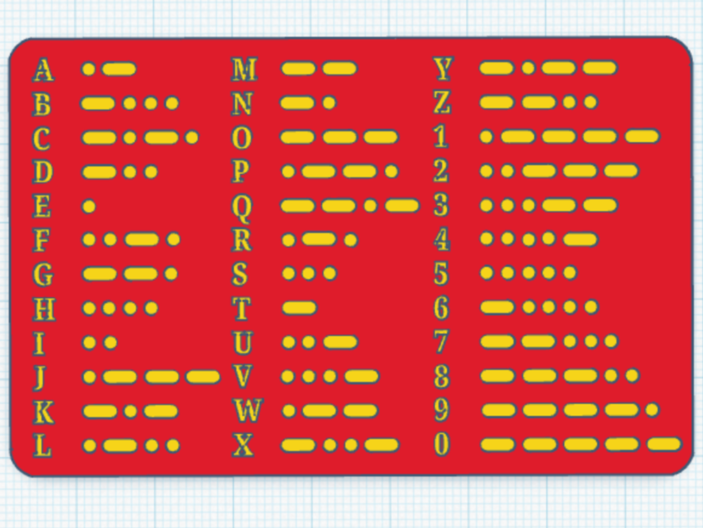 Wallet-sized Morse Code Card