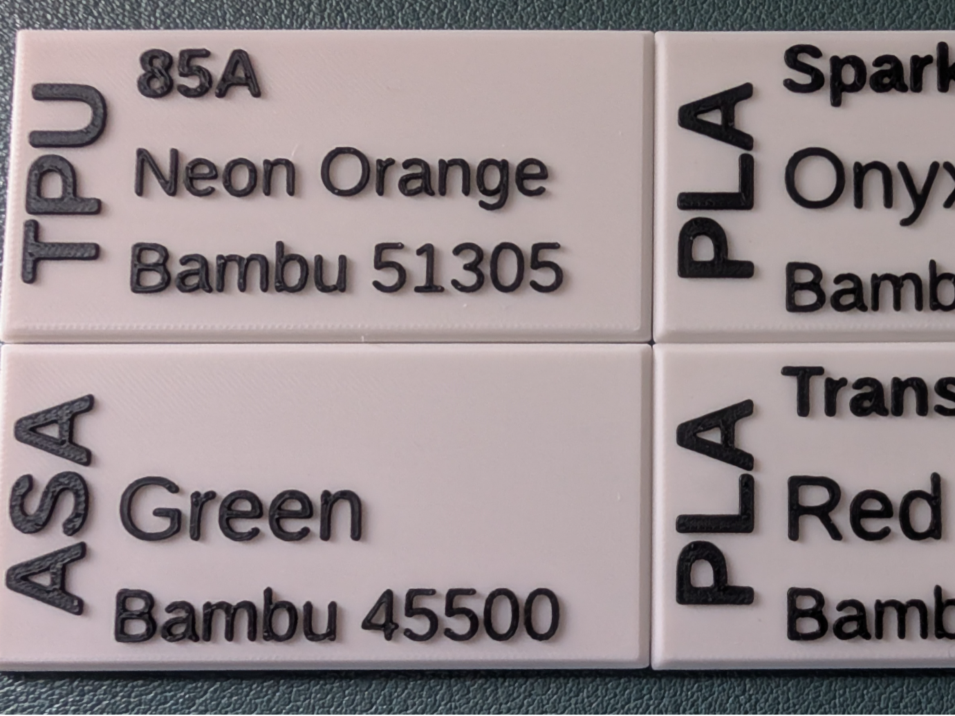 Tags for all current Bambu Filament