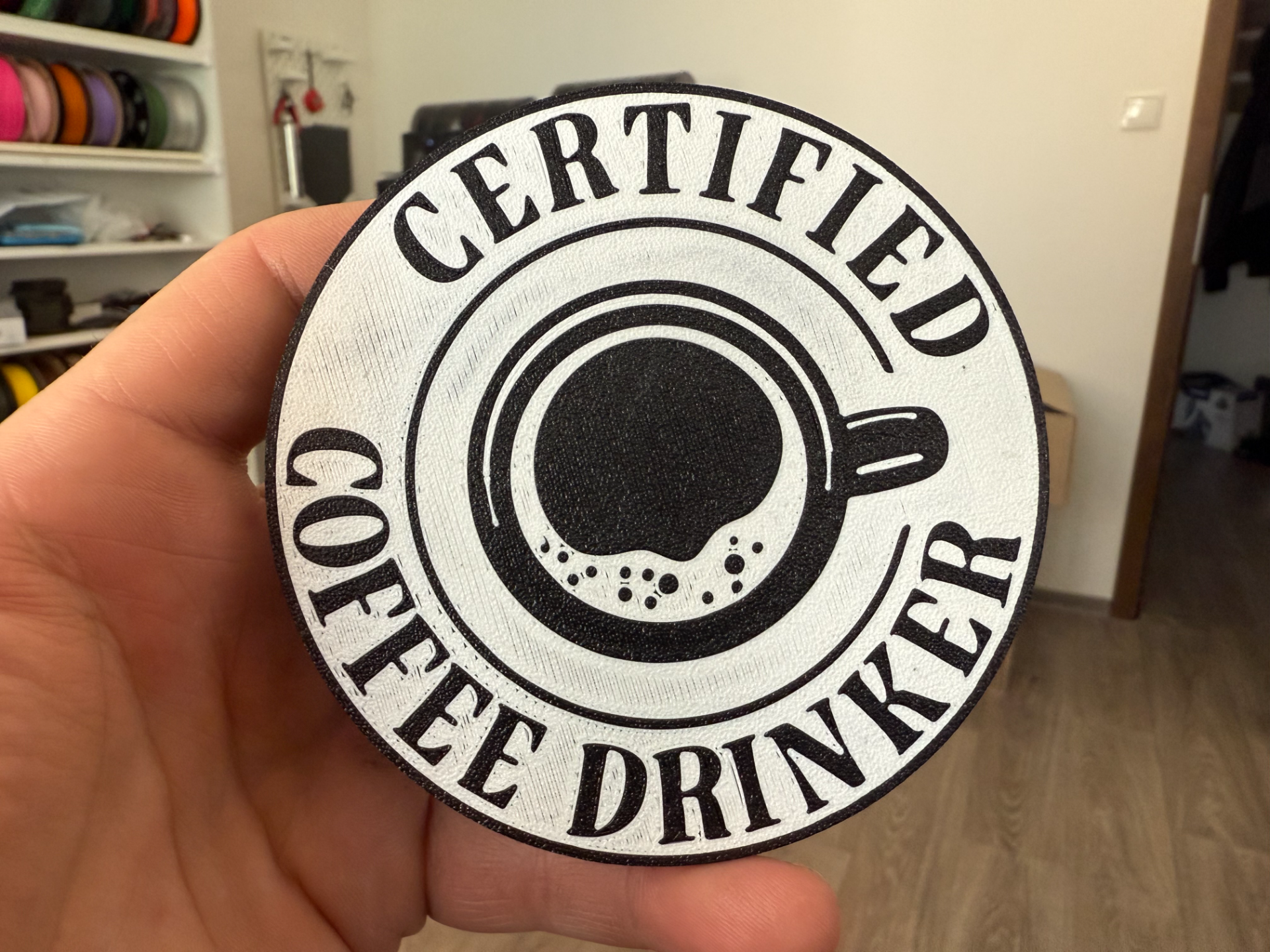 Certified coffee drinker coaster