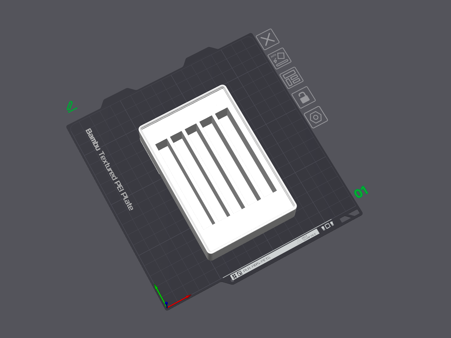 Gridfinity Lens Cap Holder (5 slots) 3x2 Base