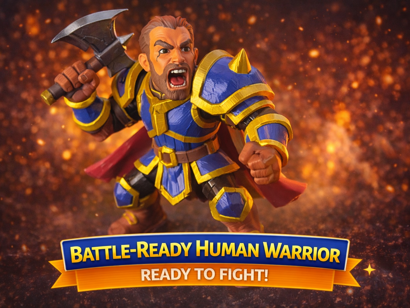 Battle-Ready Human Warrior – Single Color Figurine