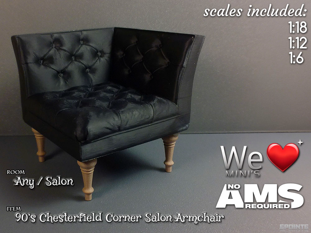 WLM  - 90's Chesterfield Corner Salon Armchair
