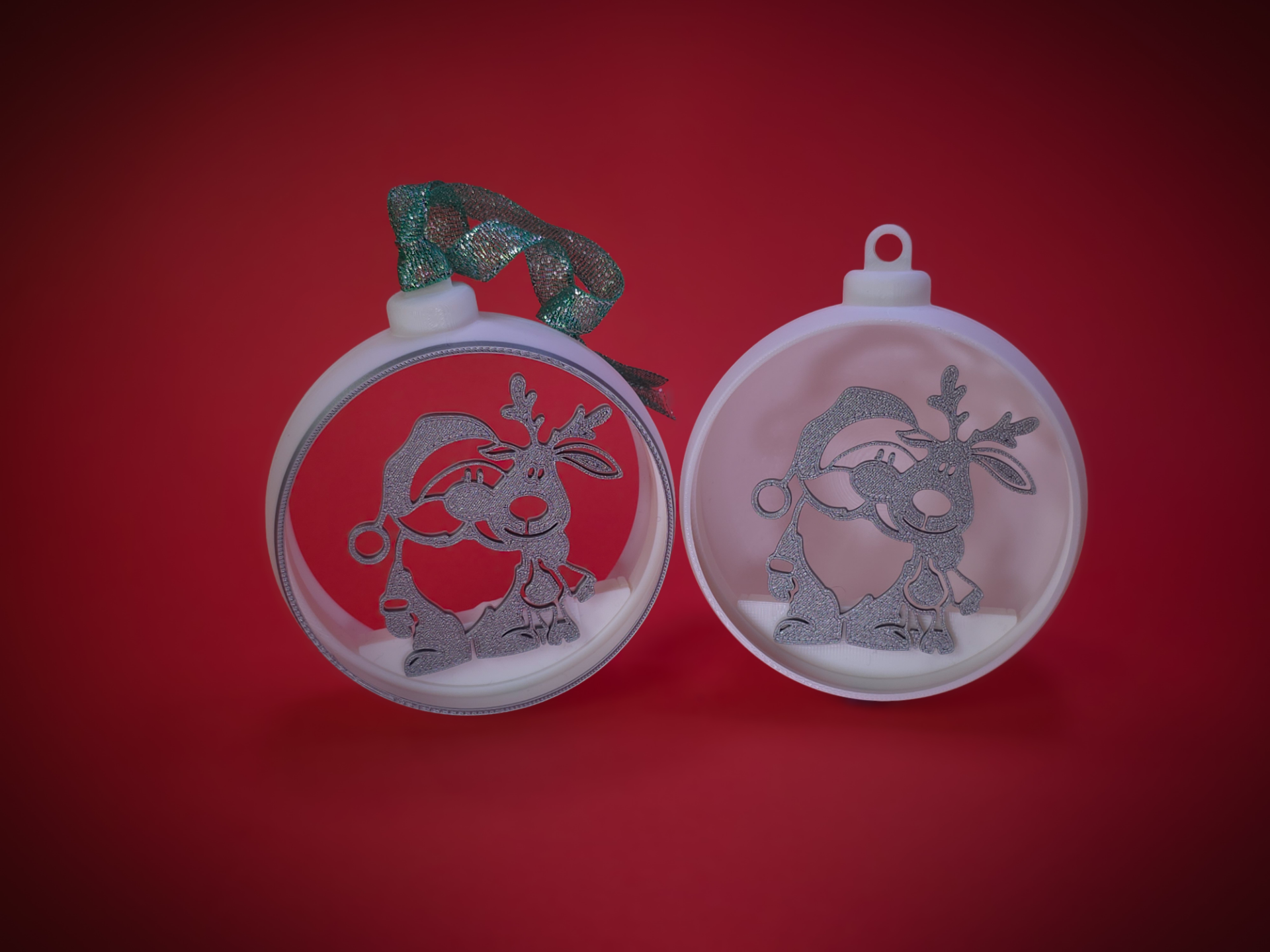 Christmas Bauble Santa Claus and Reindeer