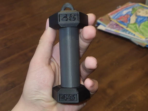 Dumbbell lip chap holder keychain