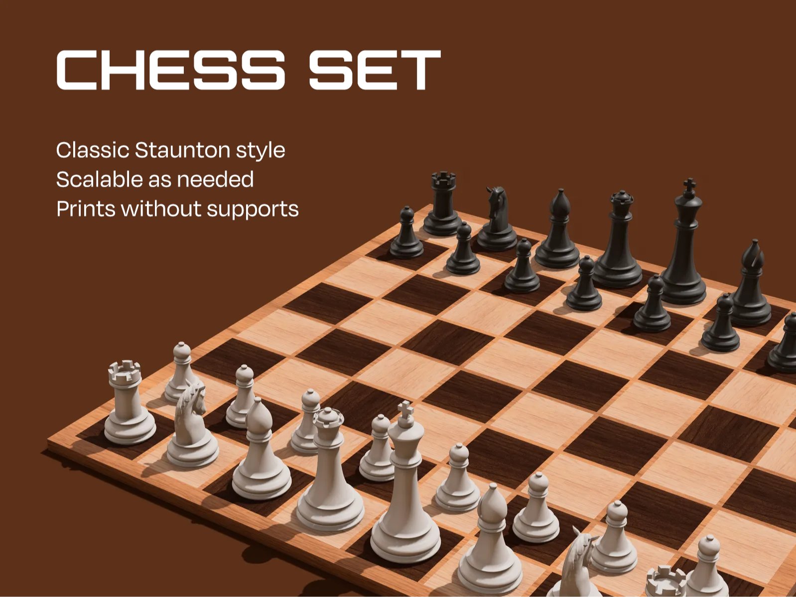 Staunton Chess Pieces (No Supports Required)