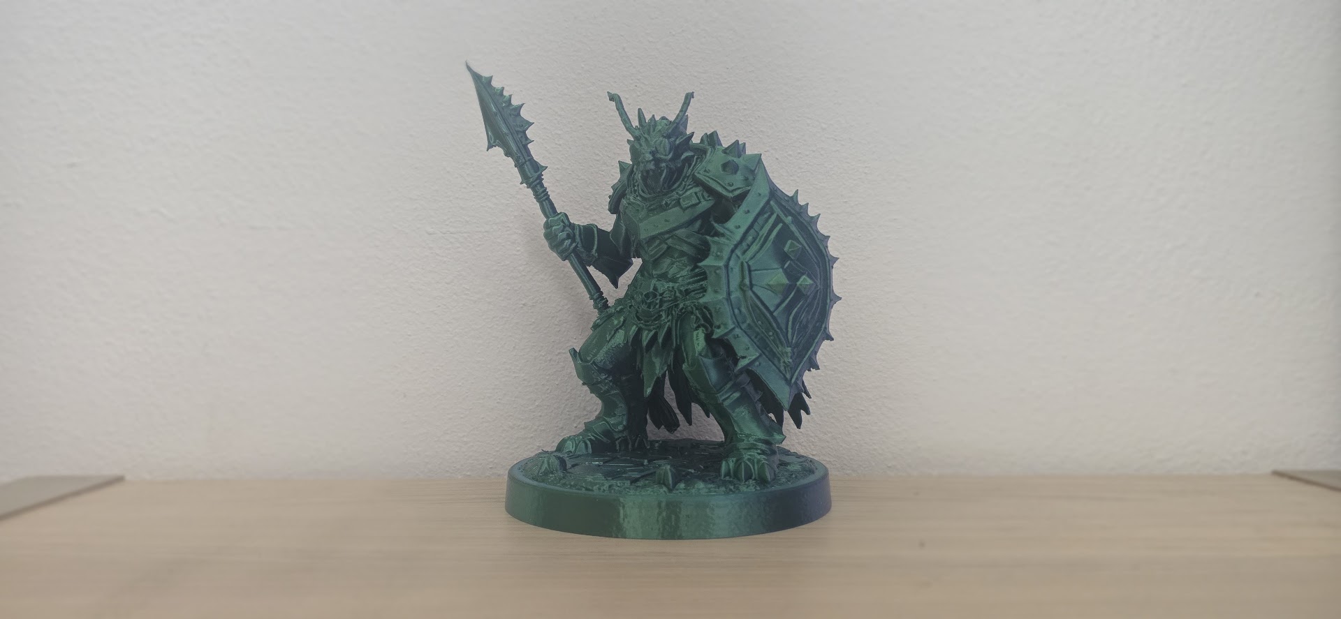 Green Lizard Warrior with Spear and Heavy Shield