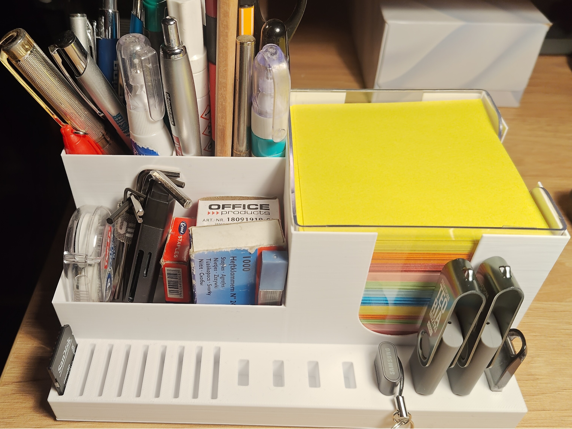 Desktop organiser - cards, pencils, USB, SD cards