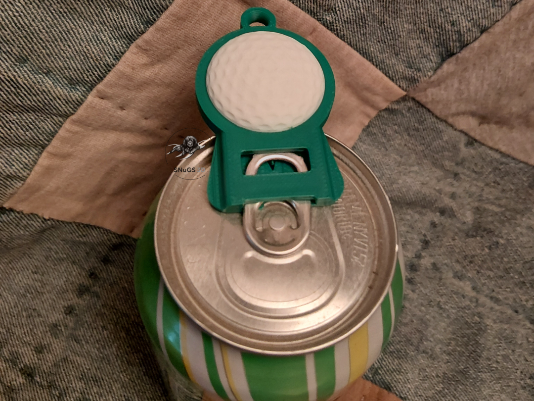 Golfball drink tab puller/opener
