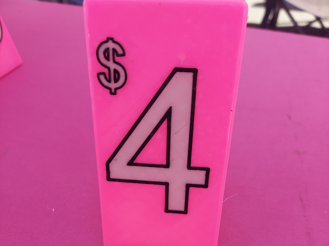 $4 Table top price sign