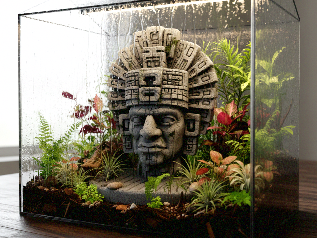 Mayan Ajaw Bust Sculpture | Maya Ruins Environment
