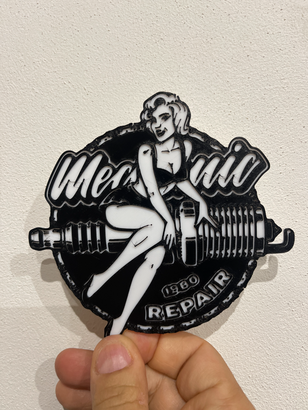 pin up girl garage mechanic 2d art