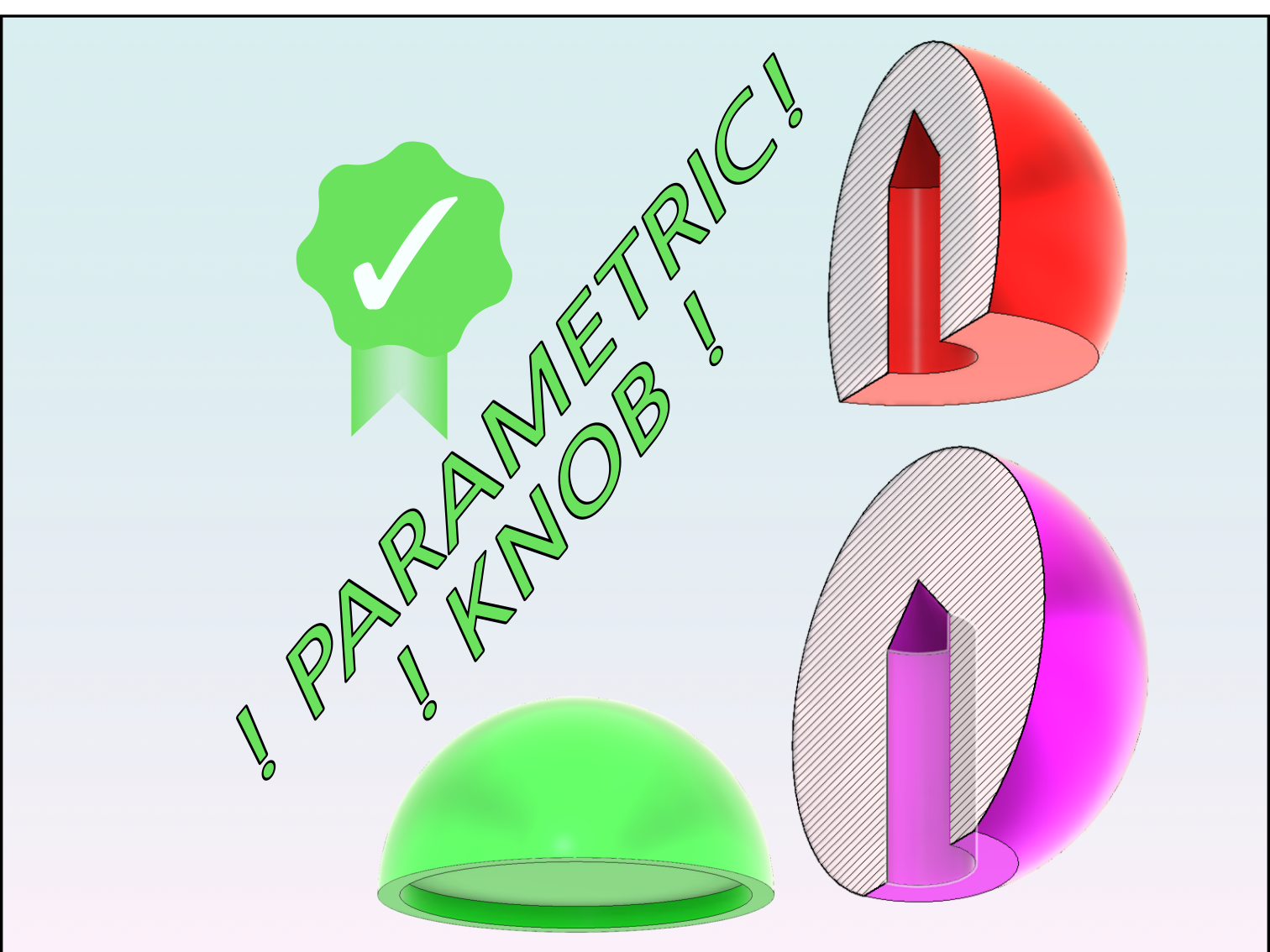 Knob Parametric Pommel handle Sphere with hole typ