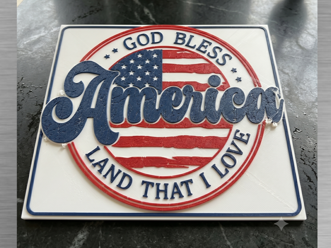 Patriotic Plaque-God Bless America