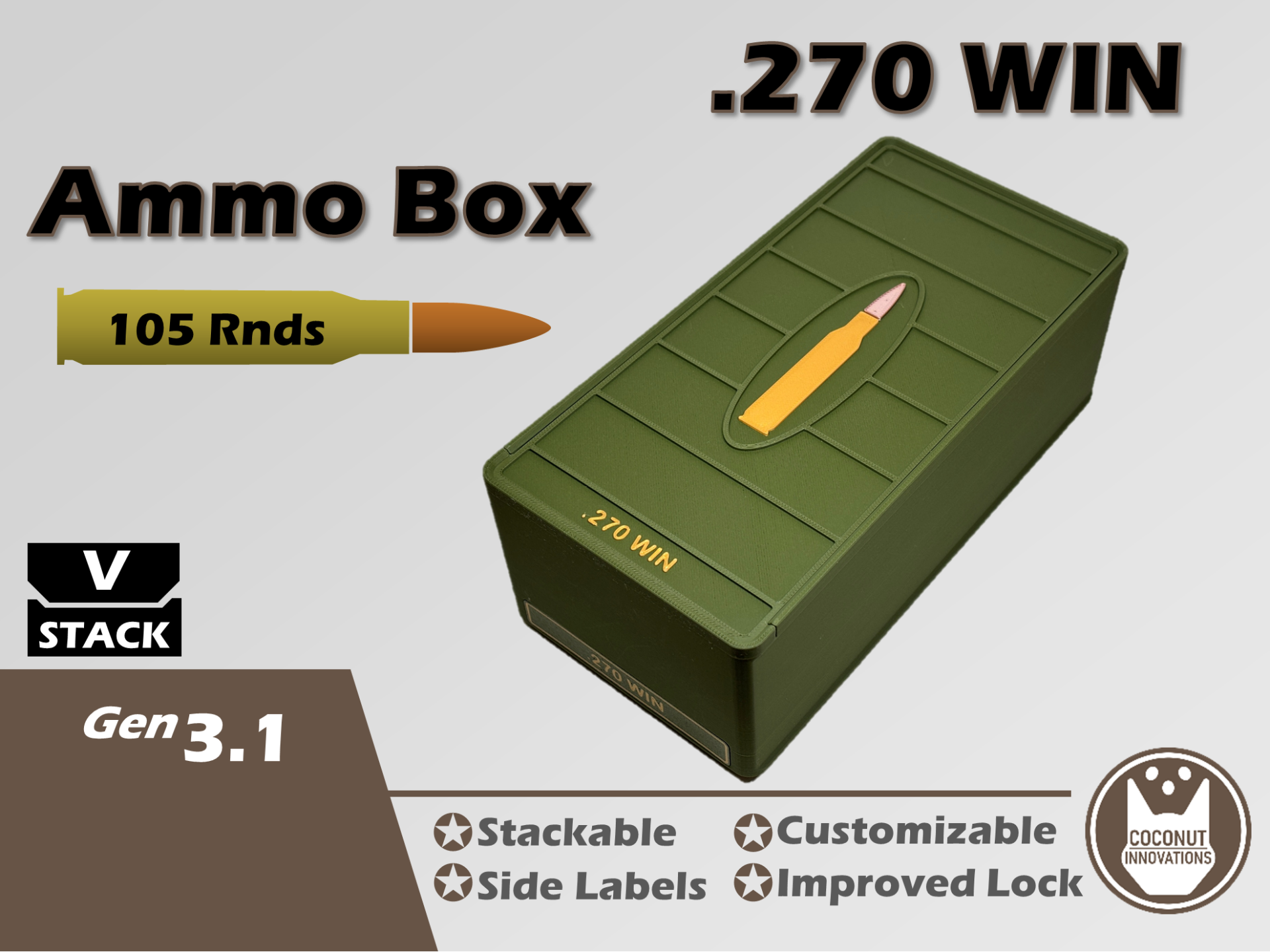 Ammo Storage Box - .270 WINCHESTER - 105 Rounds