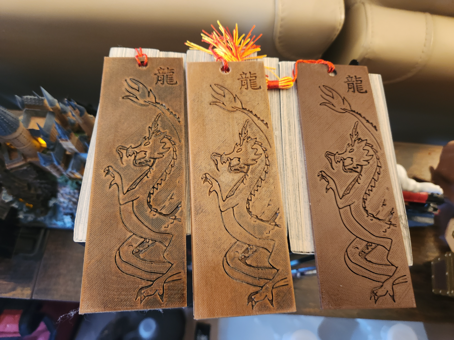Year of the Dragon Bookmark distressed Wood PLA Bookmark
