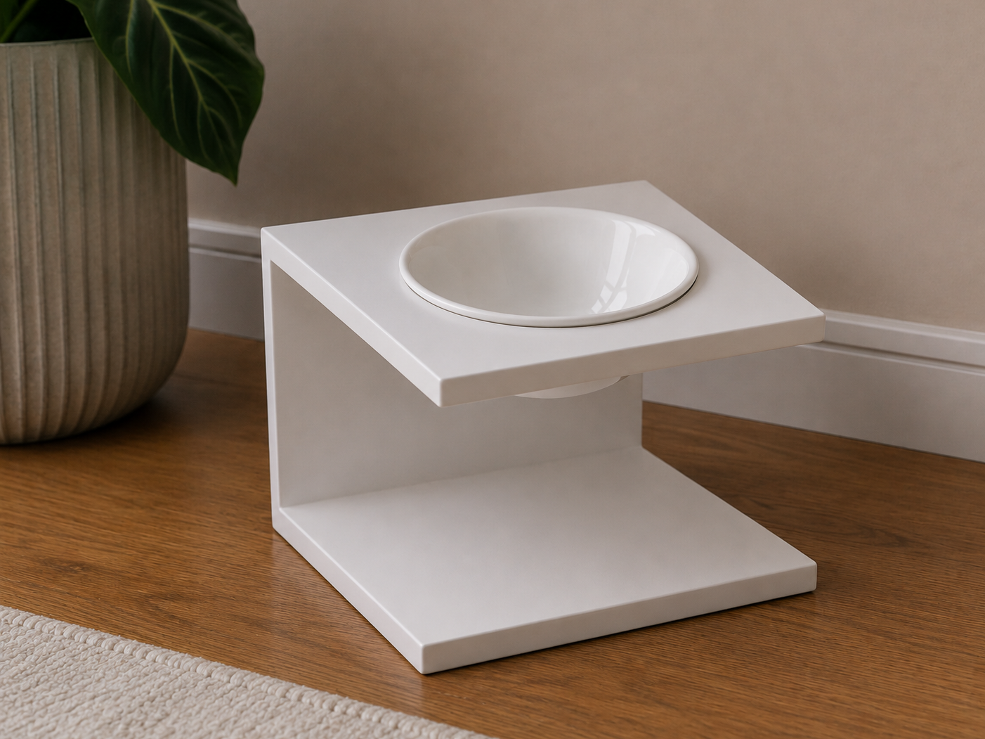 Modern angled pet bowl stand