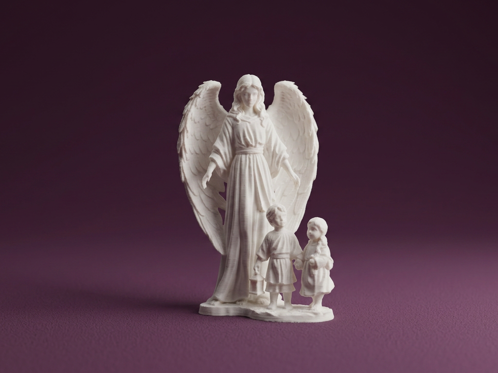 Guardian Angel with Children Statue