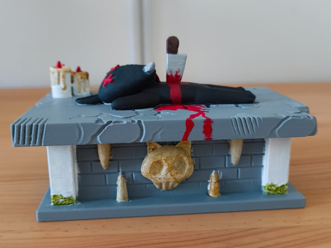 Sacrificial rat on table - halloween