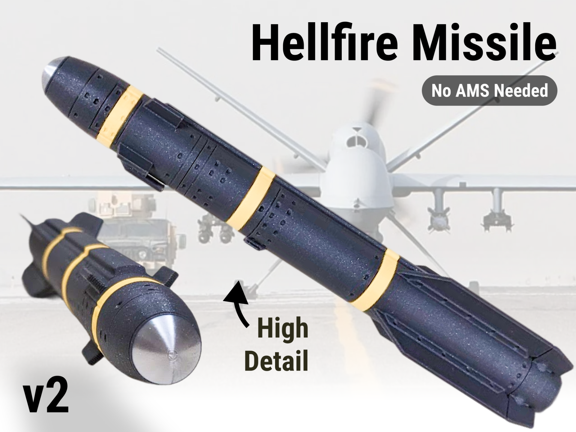 v2 Hellfire Missile | High Detail | Snap Assembly