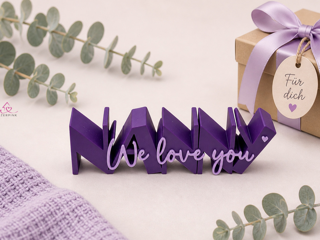 Schriftzug Nanny We love you