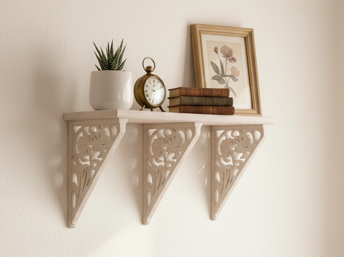 Ornate Lycoris Flower Wall Shelf - Art Deco Style
