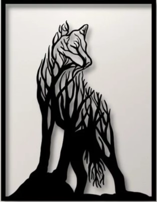 Wolf wall art SVG3 - single color.