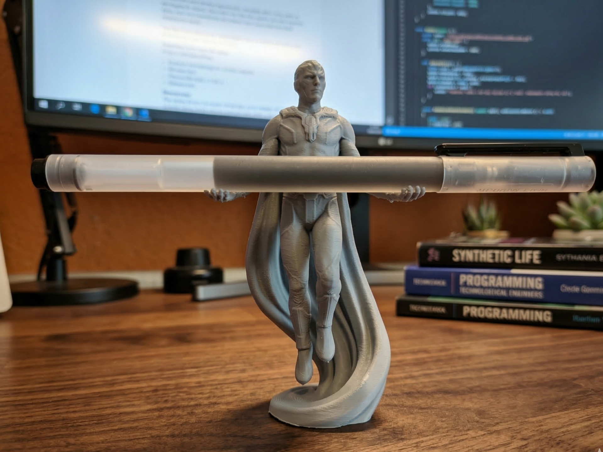 Synthezoid Desk Sentinel - White Vision Pen Holder