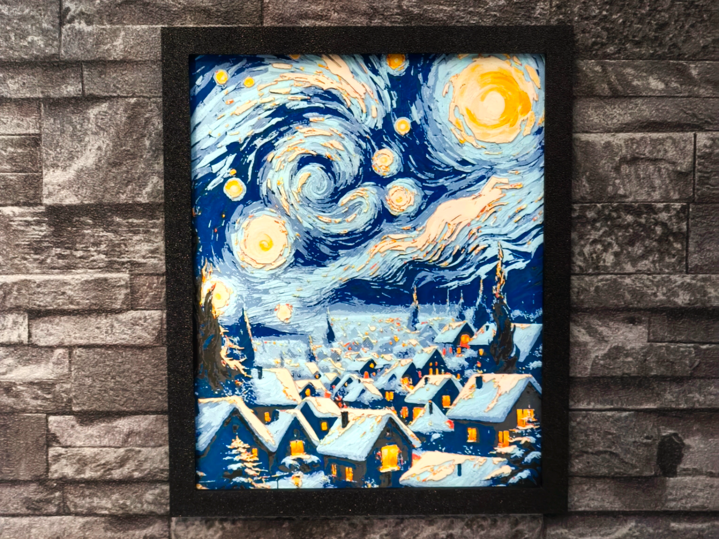 Hueforge Winter House Van Gogh style