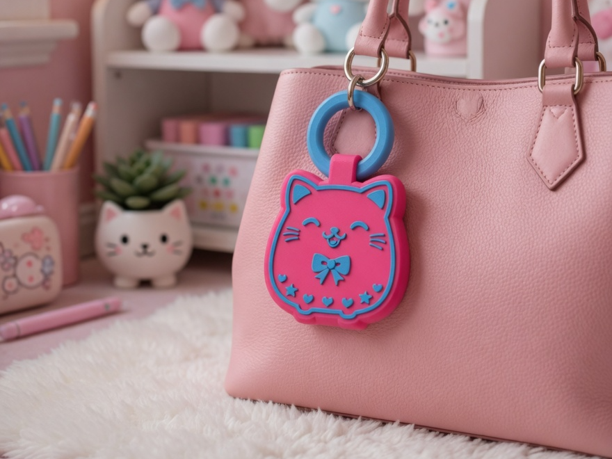 Kawaii Cat Bag Charm Keychain – 3” Purse Accessory