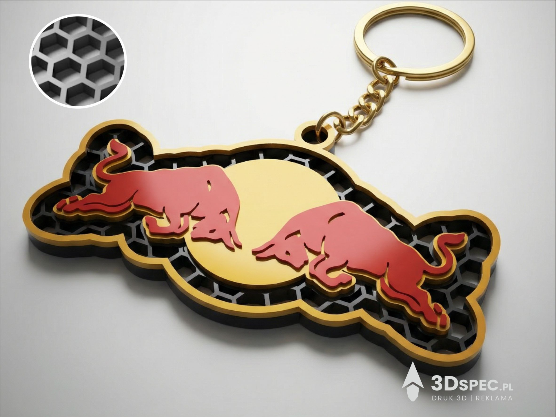 Red Bull logo Honeycomb keychain
