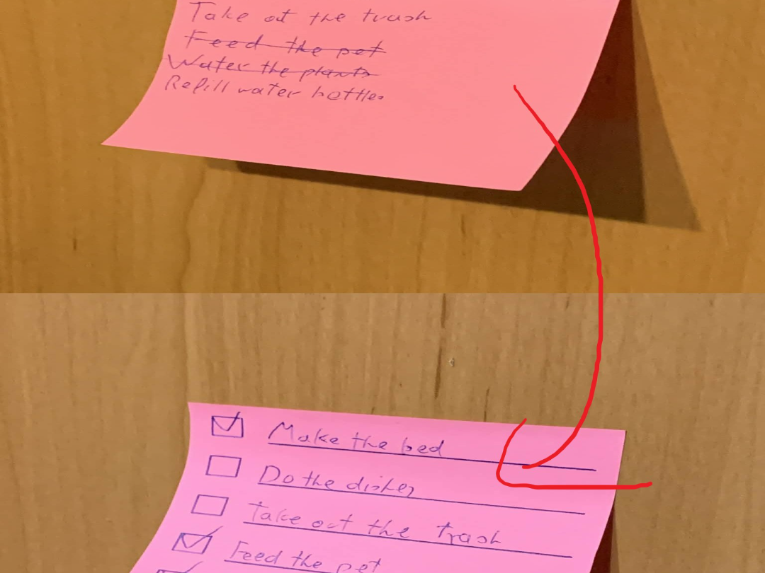 Sticky note checklist temple