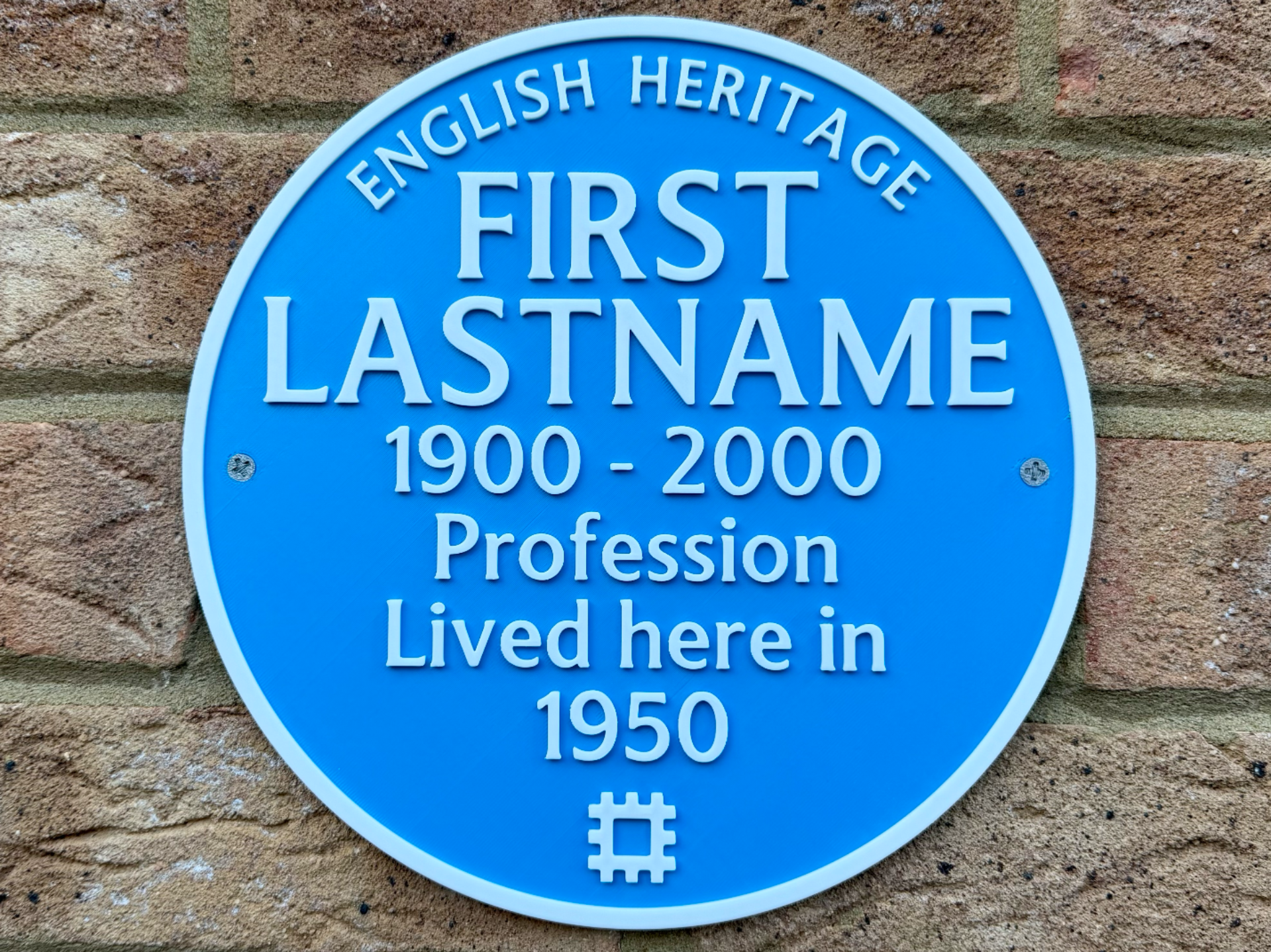 Customisable Blue Plaque - No AMS required!