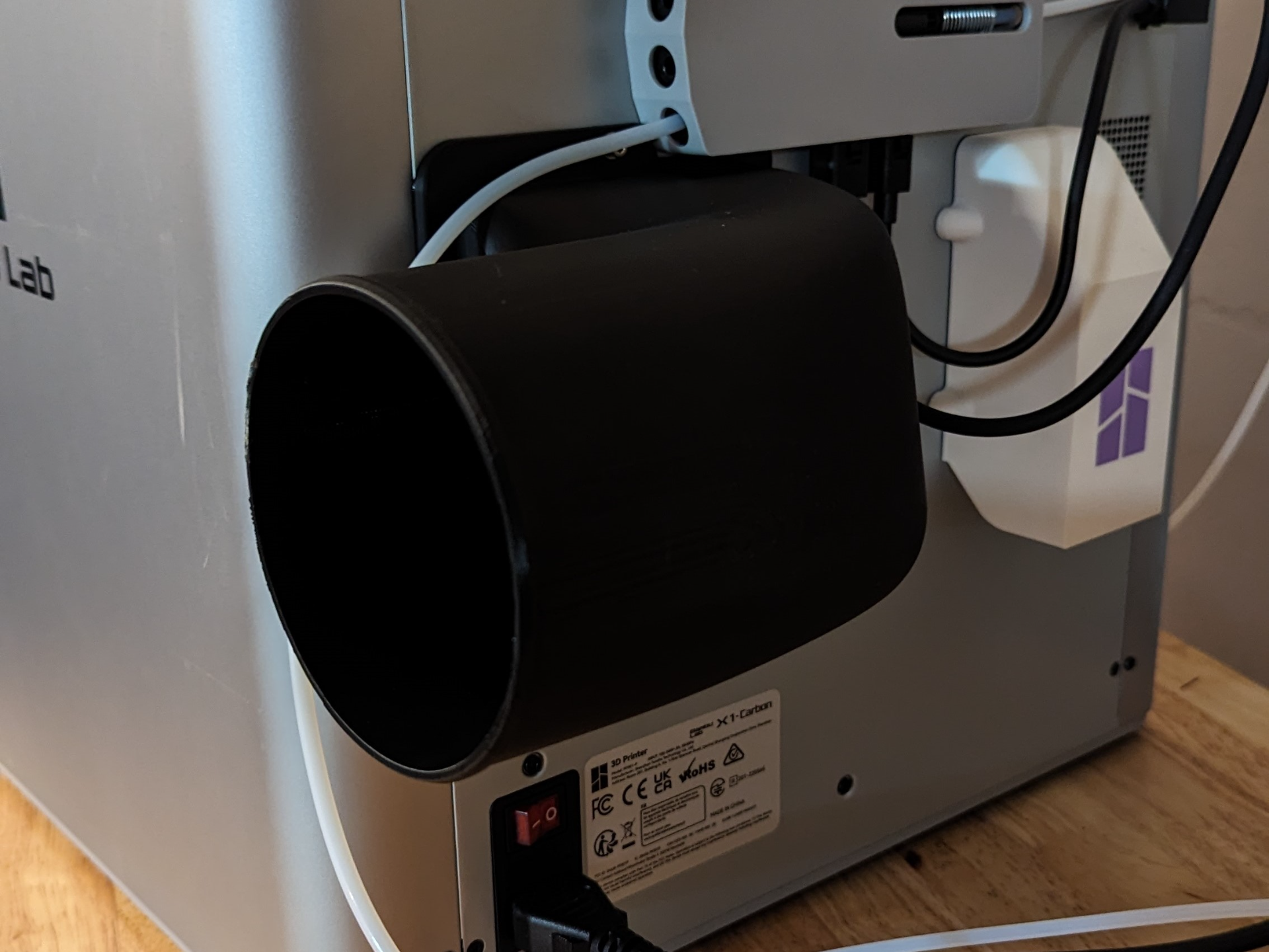 P1S, X1C with AMS Hub Exhaust Vent 4" hose adapter