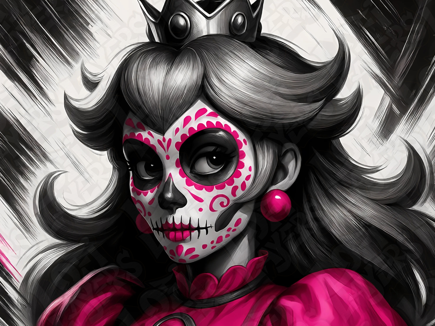 Halloween Peach (Day of the Dead Style)