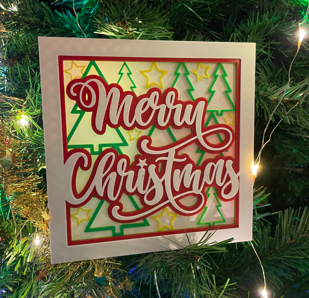 Merry Christmas card - 5 layers and 4 colors