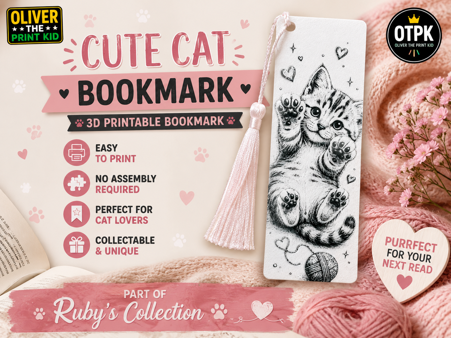 Cute Kitten Bookmark | Ruby's Collection