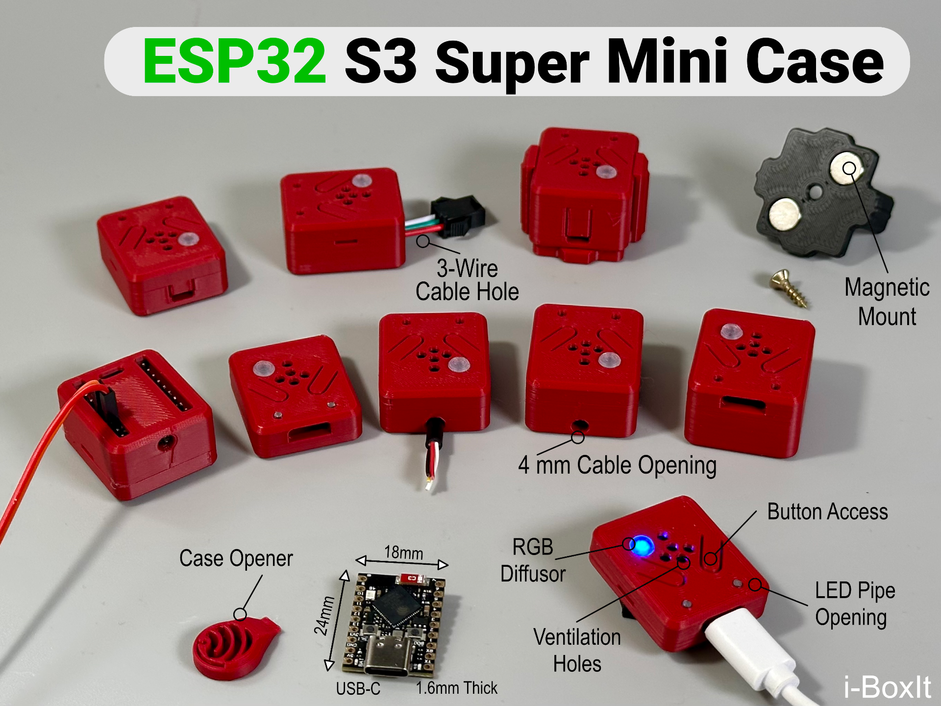 ESP32-S3 SuperMini Case | Snap-Fit | Options