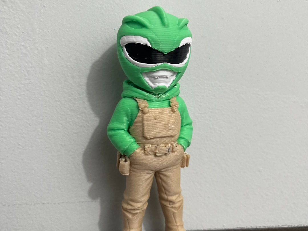 Green Power Ranger wearing Overalls