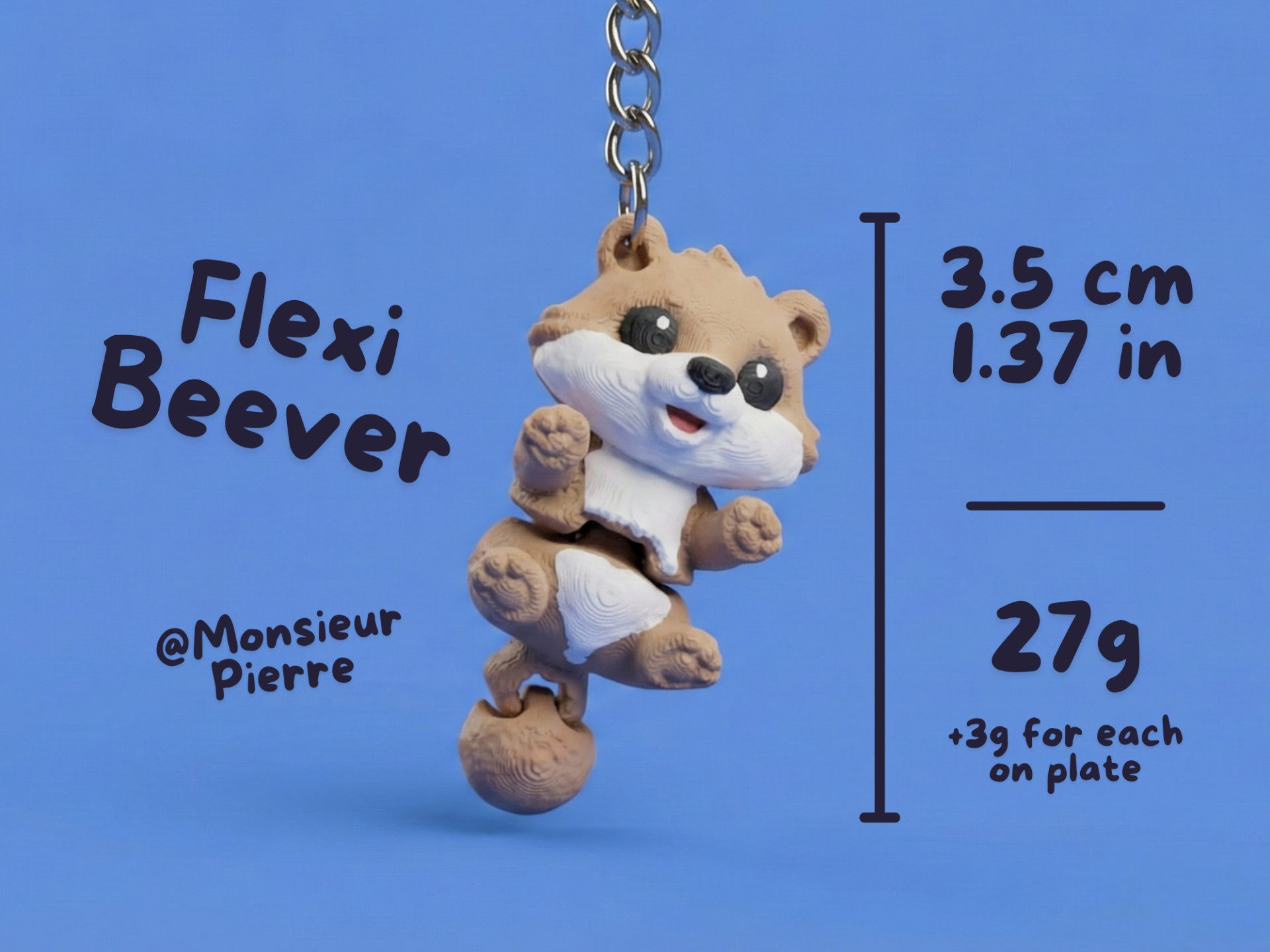 Flexi Beaver – Cute Articulated Keychain