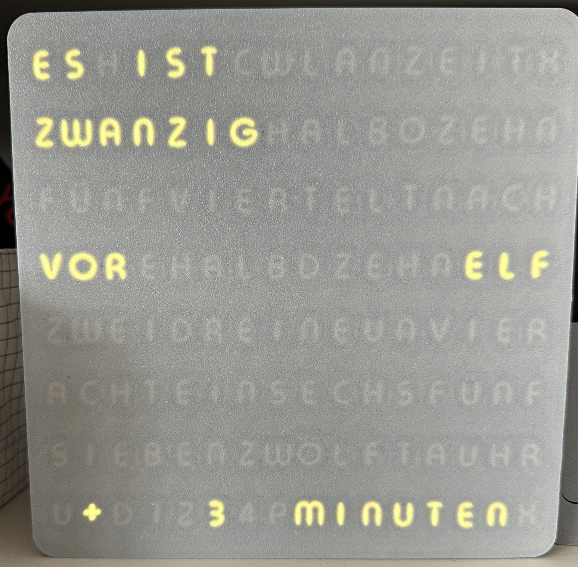 Wordclock Wortuhr german+english, RGB 16x16 Matrix