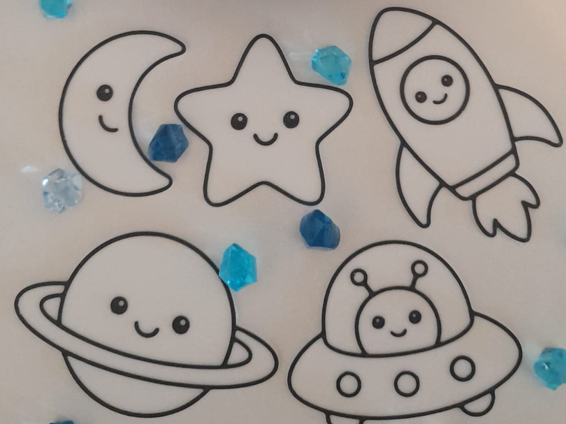 Kit Pintura Infantil Espacial Fofo. Fácil Imprimir