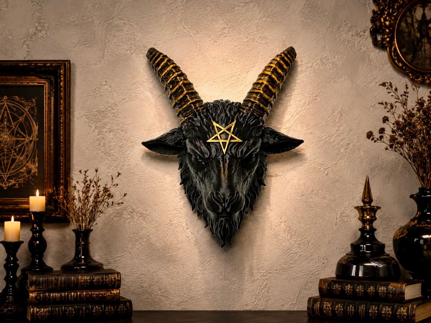 Wall Baphomet --- Dark Goat Head